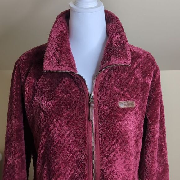 Columbia Large Maroon Sherpa Full Zip Fleece Coat - Picture 2 of 10